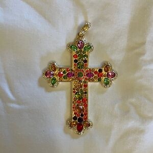 Kenneth Lane Multicolored Gemstone Cross Pendant